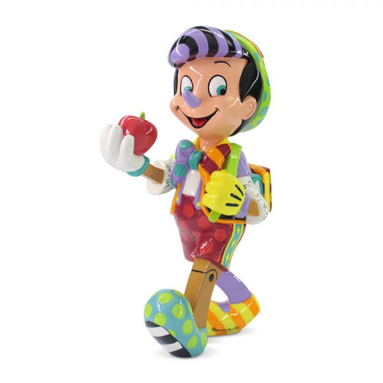 Disney Britto Pinocchio 80th Anniversary figurine front view, stone resin hand-painted