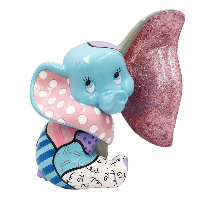 Disney by Britto colourful baby Dumbo figurine with blue head, pink polka dot ears and sparkly glitter accents