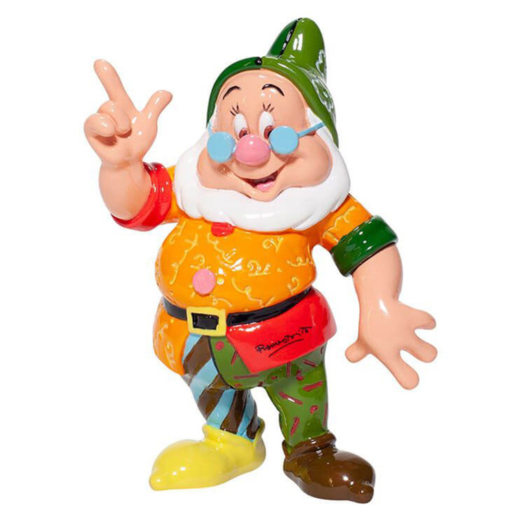 Disney by Britto Doc Dwarf mini figurine in colourful orange, green and red outfit with white beard and glasses