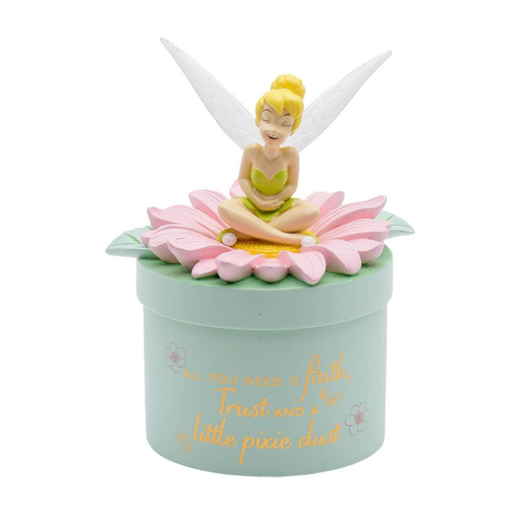 Disney Tinker Bell Trinket Box lid with Tinker Bell fairy artwork detail