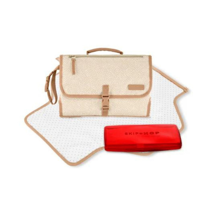 Skip Hop Pronto Changing Station Beige Swirl Dot front view closed