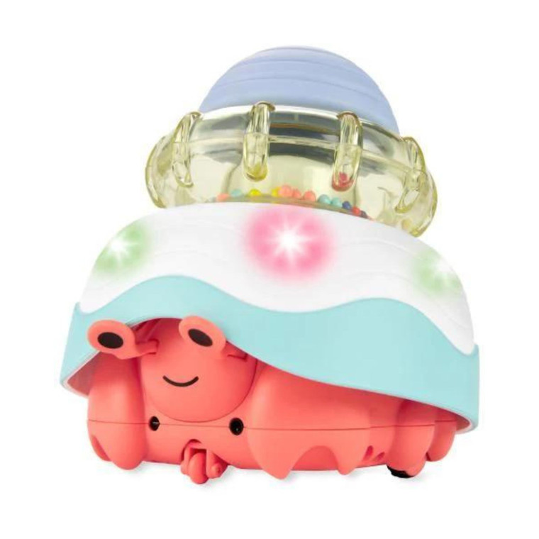 Skip Hop Crab 4-in-1 Crawl Toy in tummy time mode with baby