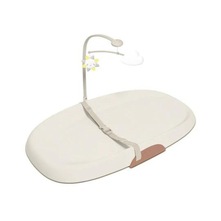 Skip Hop Wipe Clean Changing Pad Oat folded closed with clip