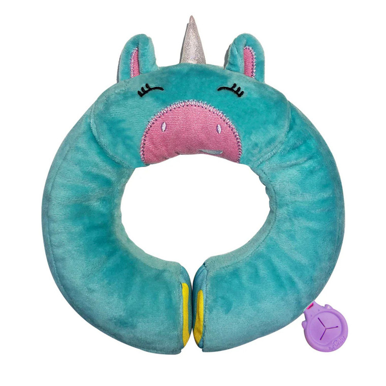Trunki Yondi Neckrest turquoise unicorn kids travel pillow front