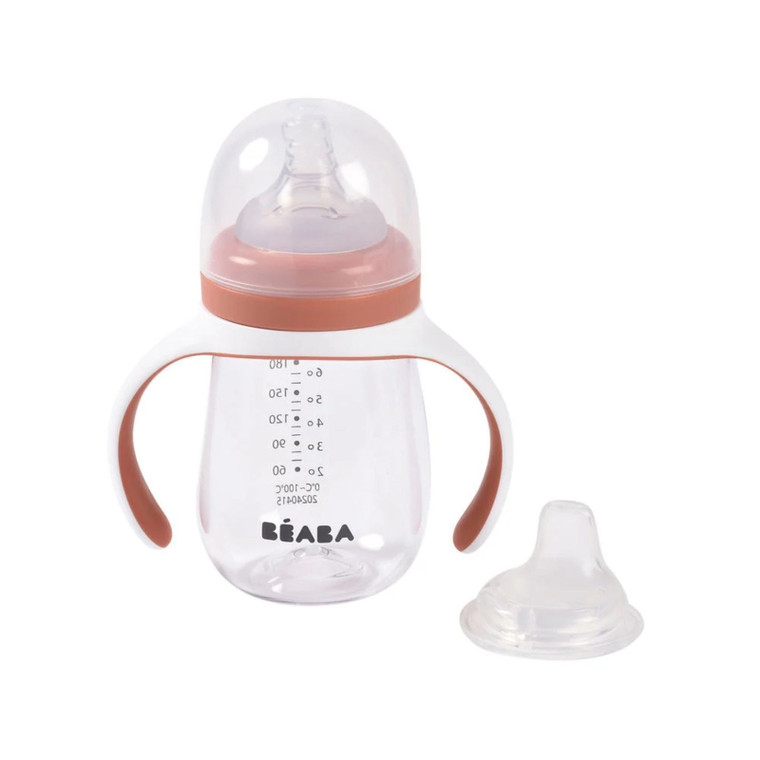 Beaba 2 in 1 Bottle to Sippy Learning Cup 210ml - Terracotta 5