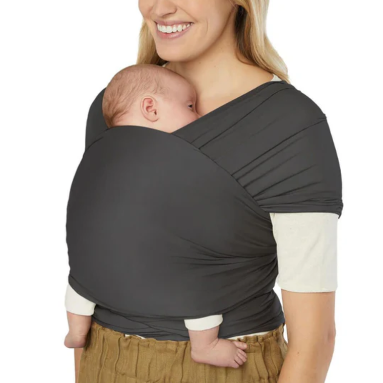 Ergobaby Aura Sustainably Sourced Knit Baby Wrap Soft Black product flat lay