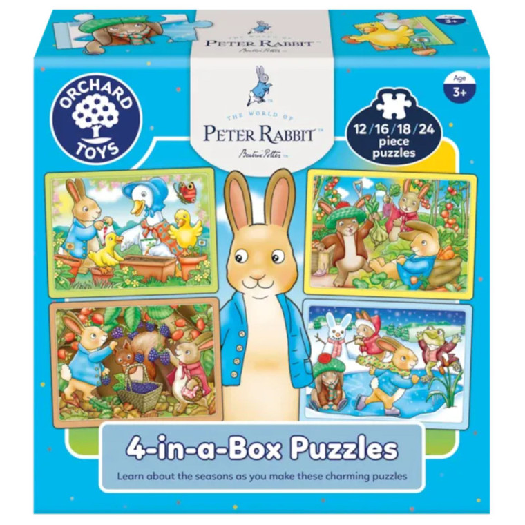 Orchard Toys Peter Rabbit 4-in-a-Box Puzzles box with Beatrix Potter illustration
