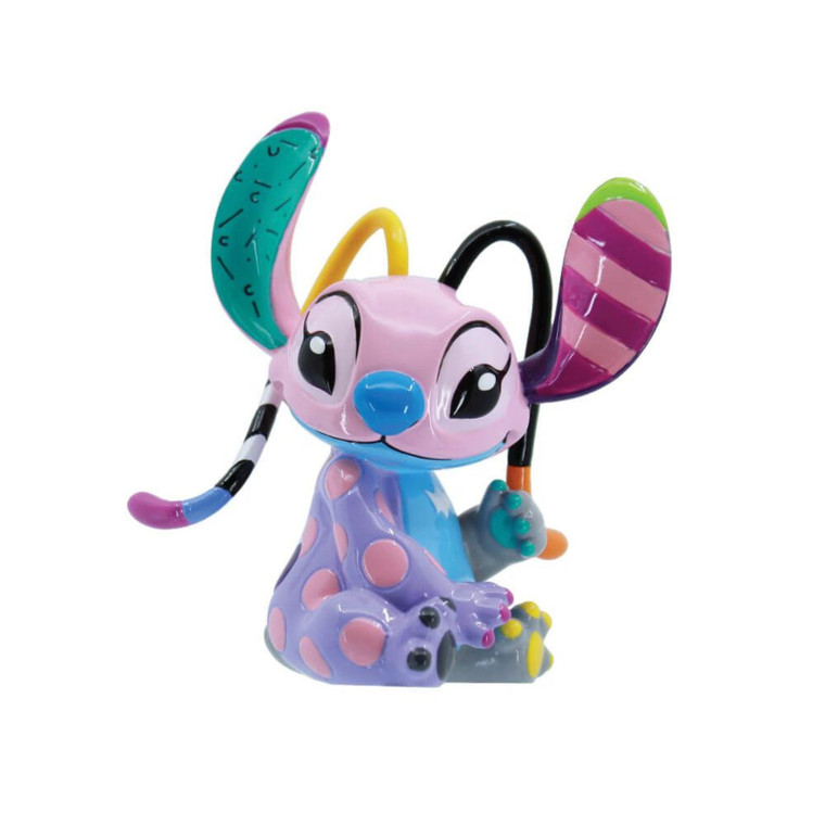 Disney Britto Mini Angel Figurine in colourful resin with pink, purple, blue and patterned ears in pop art style