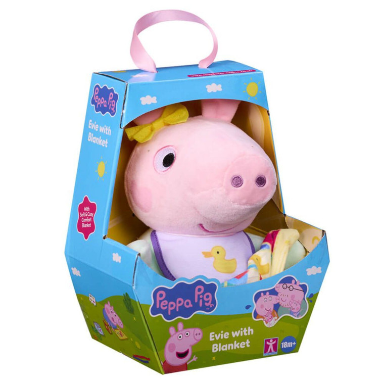 Shop Peppa Pig Baby Evie With Blanket Plush Toy 20cm at Peekaboo Baby Australia