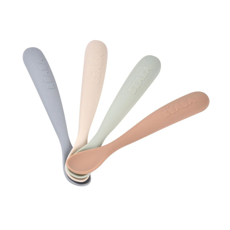 Beaba 1st Stage Silicone Spoons 4 Pack - Natural 4