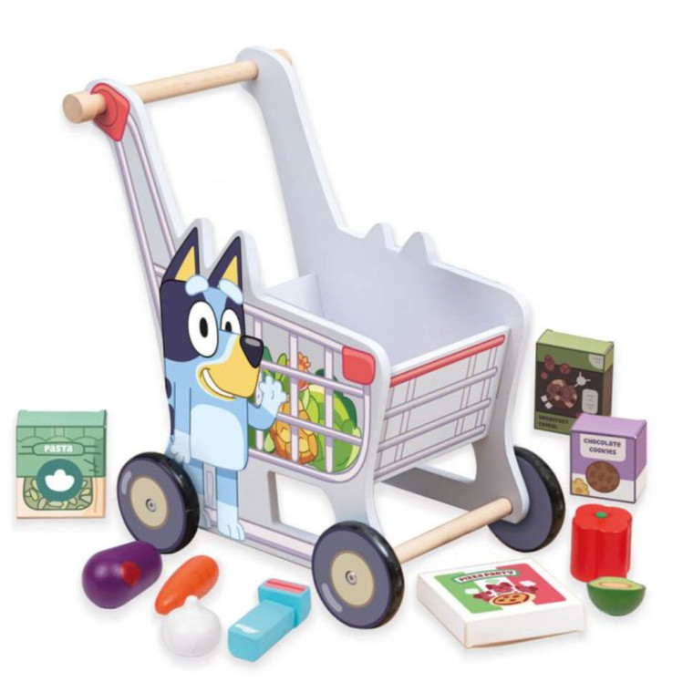 Shop Bluey Wooden Shopping Trolley Playset at Peekaboo Baby Australia