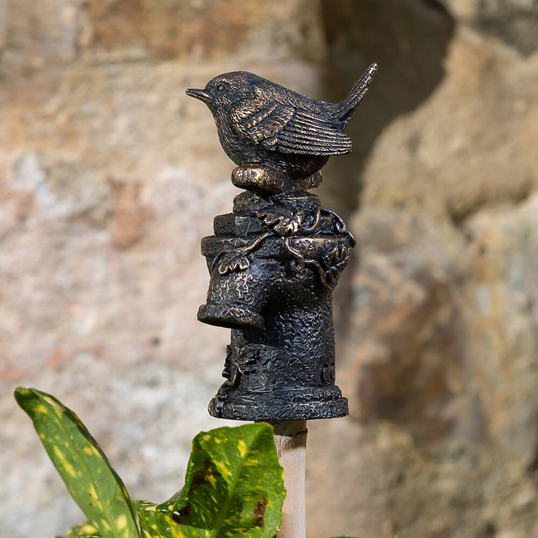Jardinopia Antique Bronze Wren on Tap Cane Companion - main view | Peekaboobaby