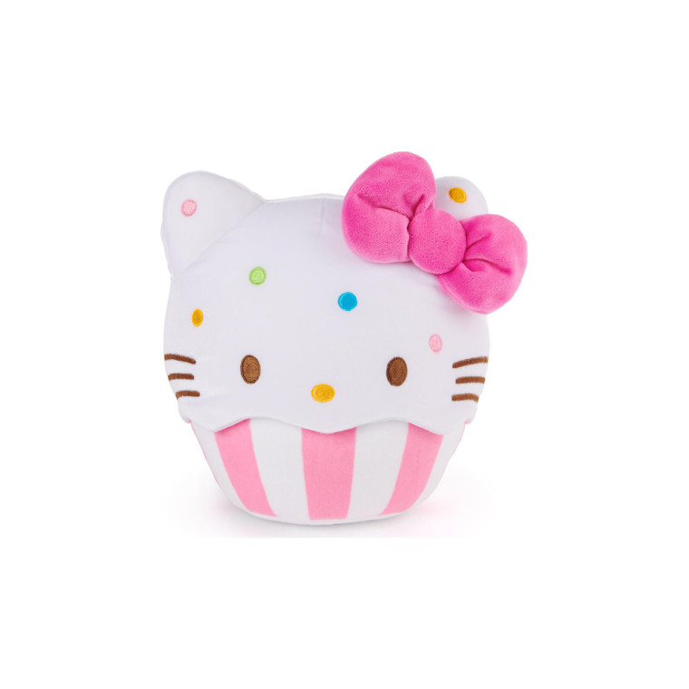 Hello Kitty cupcake large 25cm plush with white frosting, colorful sprinkles, pink bow, pink wrapper
