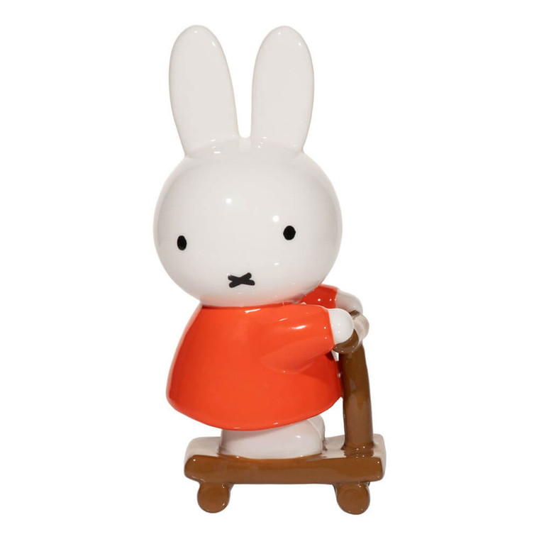Miffy on Brown Scooter Ceramic Figurine - main view | Peekaboobaby