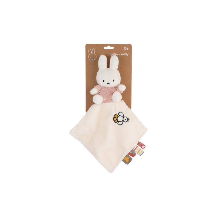 Miffy baby comfort blanket in pink and cream with embroidered bee detail