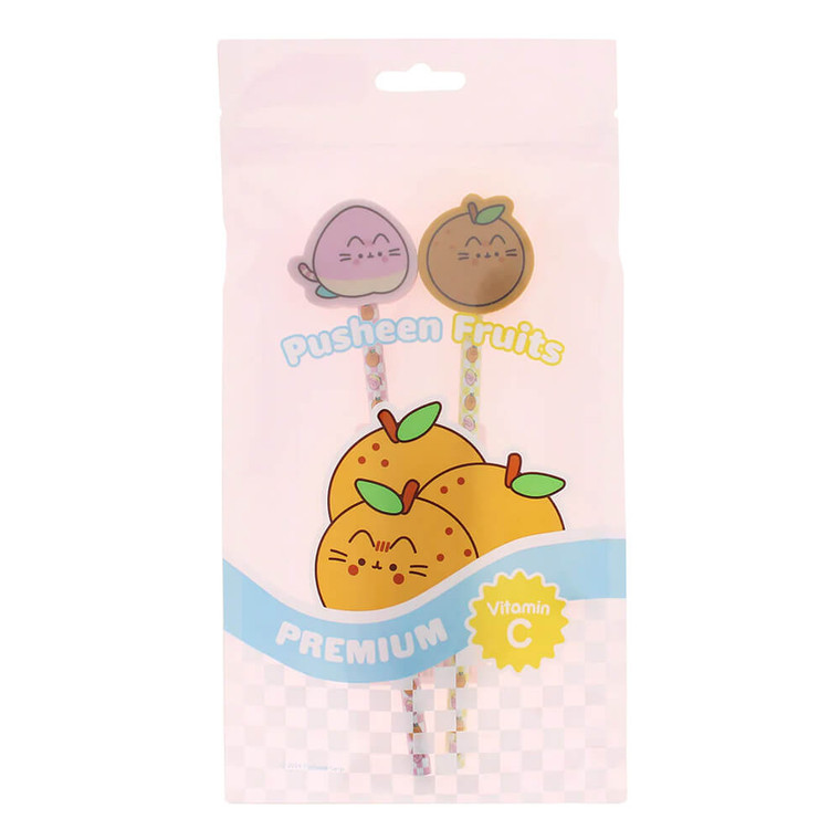 Pusheen Fruits Pencil Set with Eraser Toppers - main view | Peekaboobaby