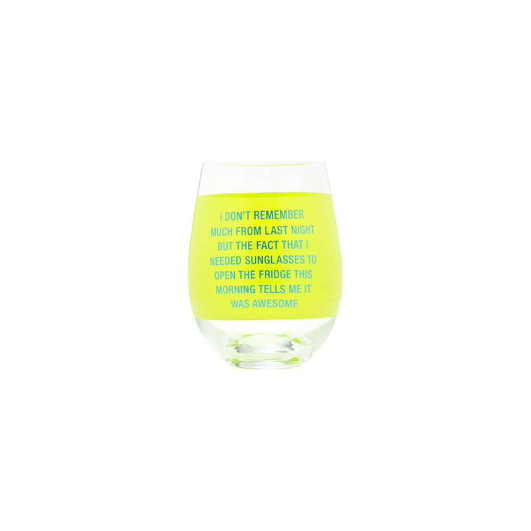 Say What? 'Don't Remember Much' Stemless Wine Glass - 470ml