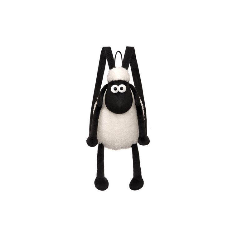 Shaun the Sheep soft plush backpack with woolly texture and embroidered character face