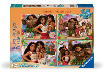Ravensburger - Disney Moana 2 Bumper Pack Puzzle 4x100 Pieces - box front
