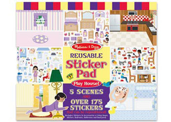Melissa & Doug Reusable Sticker Pad with colourful play house scenes and over 175 repositionable stickers displayed