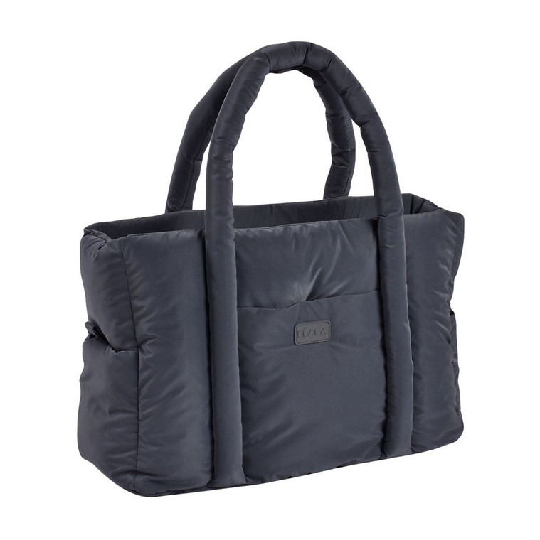 Beaba Paris Puffy nappy bag in dark grey, quilted with padded handles, front view