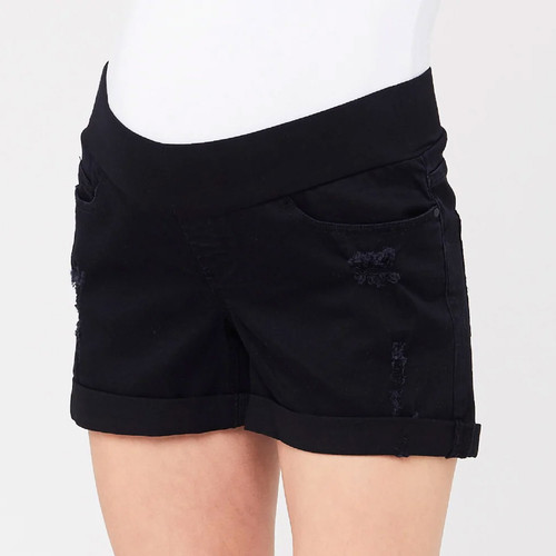 Buy Black Ripe Maternity Baxter Boyfriend Denim Shorts Peekaboo Baby