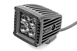 Rough Country 2-inch Square Cree LED Lights - (Pair, Black Series w/ Cool White DRL) 70903BLKDRL