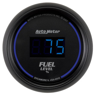 Autometer Gauge, Fuel Level, 2 1/16", 0-280o Programmable, Digital, Black Dial W/ Blue Led 6910