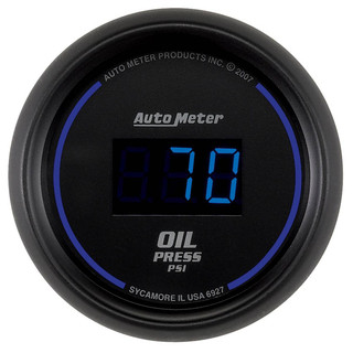 Autometer Gauge, Oil Pressure, 2 1/16", 100psi, Digital, Black Dial W/ Blue Led 6927