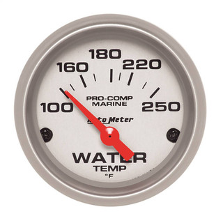 Autometer Gauge, Water Temp, 2 1/16", 100-250°f, Electric, Marine Silver 200762-33