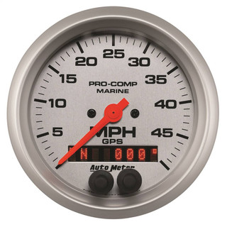 Autometer Gauge, Speedometer, 3 3/8", 50mph, Gps, Marine Silver 200635-33