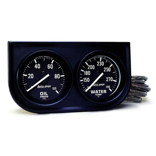 AutoMeter GAUGE CONSOLE, OILP/WTMP, 2", 100PSI/280°F, BLK DIAL, BLK BZL, AUTOGAGE 2392