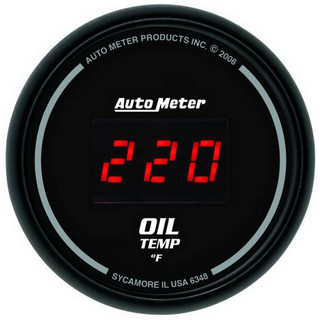 AutoMeter GAUGE, OIL TEMP, 2 1/16", 340°F, DIGITAL, BLACK DIAL W/ RED LED 6348