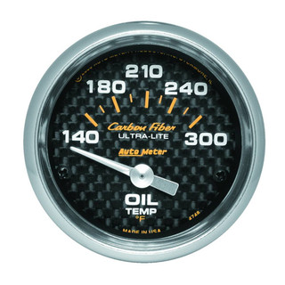 AutoMeter GAUGE, OIL TEMP, 2 1/16", 140-300°F, ELECTRIC, CARBON FIBER 4748