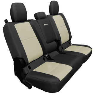 Bartact Rear 4 Door Seat Covers 2019 and Up Jeep Gladiator Black/Khaki With Fold Arm Rest