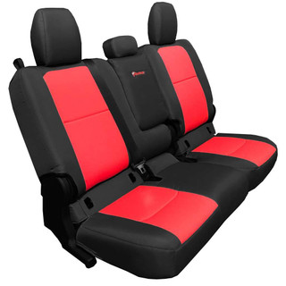 Bartact Rear 4 Door Seat Covers 2019 and Up Jeep Gladiator Black/Red With Fold Arm Rest