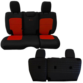 Bartact Jeep JLU Tactical Rear Bench Seat Covers 4 Door 18-Present Wrangler JL No Fold Down Armrest Only Black/Orange