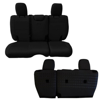 Bartact Jeep JLU Tactical Rear Bench Seat Covers 4 Door 18-Present Wrangler JL No Fold Down Armrest Only Black/Black