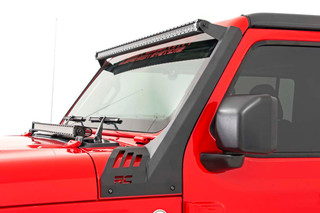 Rough Country - LED Light Kit - Windshield - 50 in. BLK Single Row - WHT DRL - Jeep Gladiator JT/Wrangler JL (18-25)