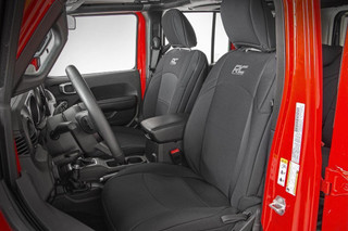 Rough Country - Seat Covers - Front and Rear w/ Armrest - Jeep Wrangler Unlimited 4WD (18-25)