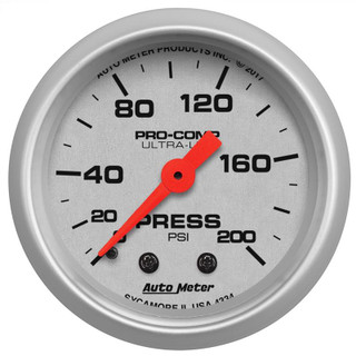 Auto Meter 4334 Ultra-lite Pressure Gauge 0-200 Psi