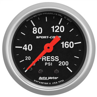 Auto Meter 3334 Sport-comp Pressure Gauge 0-200 Psi