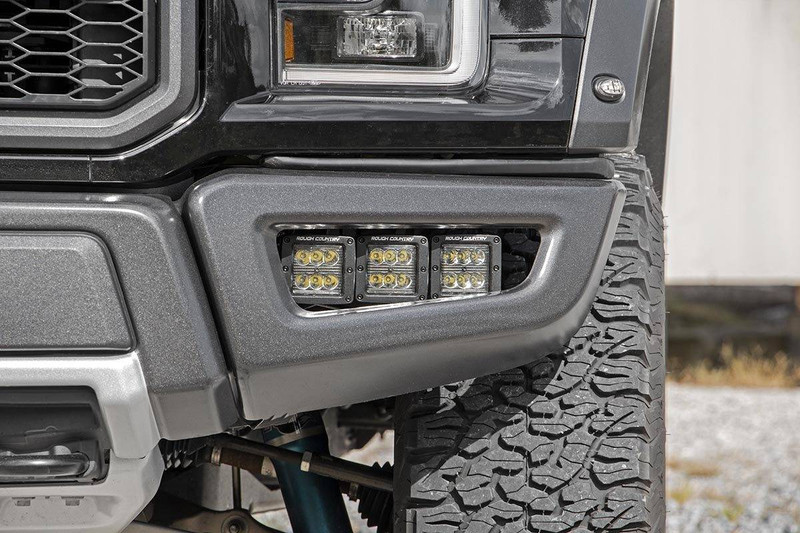 Rough Country Ford Triple LED Fog Light Kit (17-18 F-150 Raptor) 70700