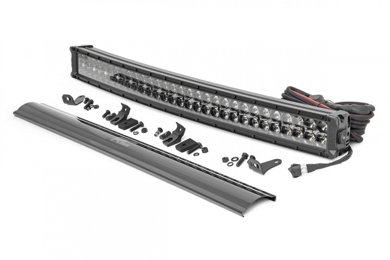 Rough Country 30-inch Curved Cree LED Light Bar - (Dual Row, Black Series w/ Cool White DRL) 72930BD