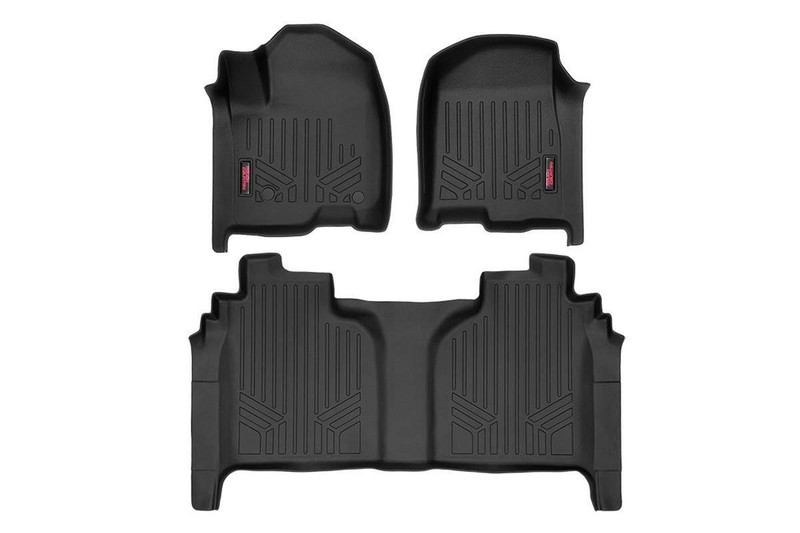 Rough Country Heavy Duty Floor Mats (Front/Rear) - (19-20 Chevy Silverado/GMC Sierra Crew Cab) M-21612