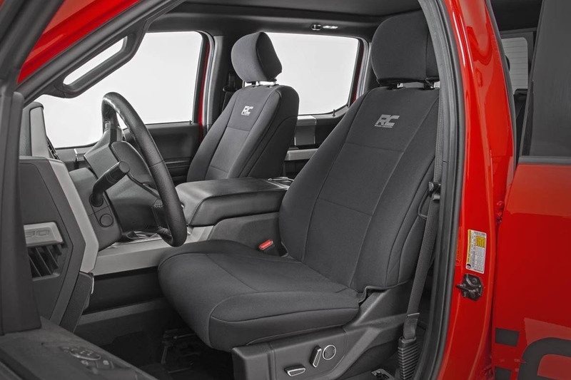 Rough Country Ford Neoprene Front Seat Cover, Black (15-20 F-150 XL, XLT) 91016