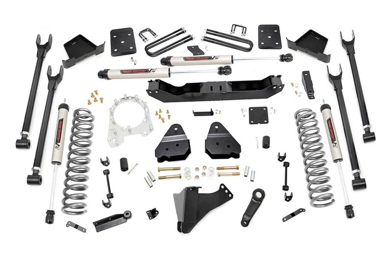 Rough Country 6in Ford 4-Link Suspension Lift Kit w/V2 Shocks (17-19 F-250/350 4WD, Diesel) 52670