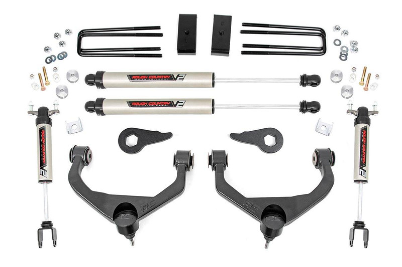 Rough Country 3.5in GM Suspension Lift Kit w/ V2 Shocks (11-19 2500/3500HD) 95970