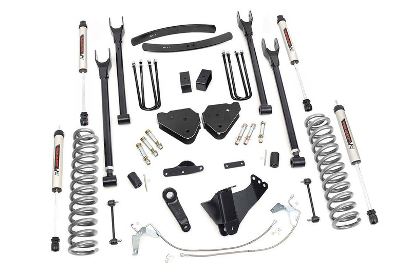 Rough Country 6in Ford Suspension Lift Kit, 4-Link w/ V2 Shocks (08-10 F-250/350 4WD) 58470