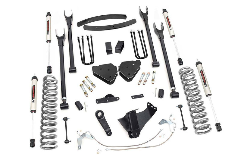 Rough Country 6in Ford Suspension Lift Kit, 4-Link w/ V2 Shocks (08-10 F-250/350 4WD) 58870